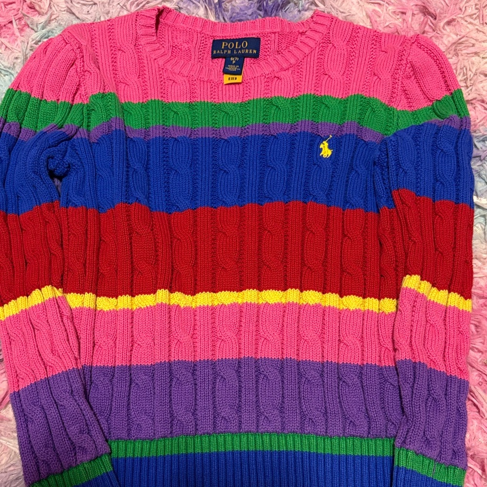 Polo by Ralph Lauren Girl’s Colorful Cable Knit Sweater